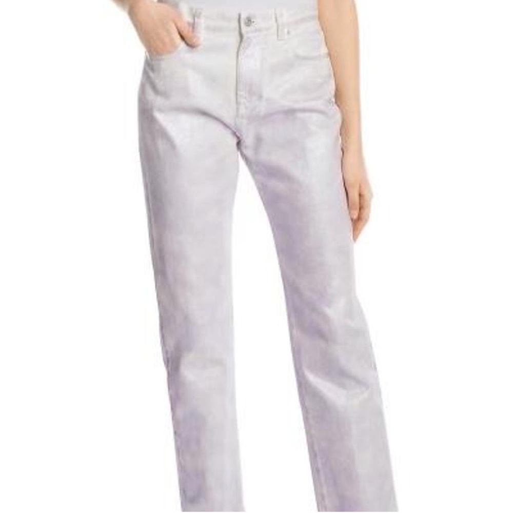 MSGM Iridescent Painted White Jeans
